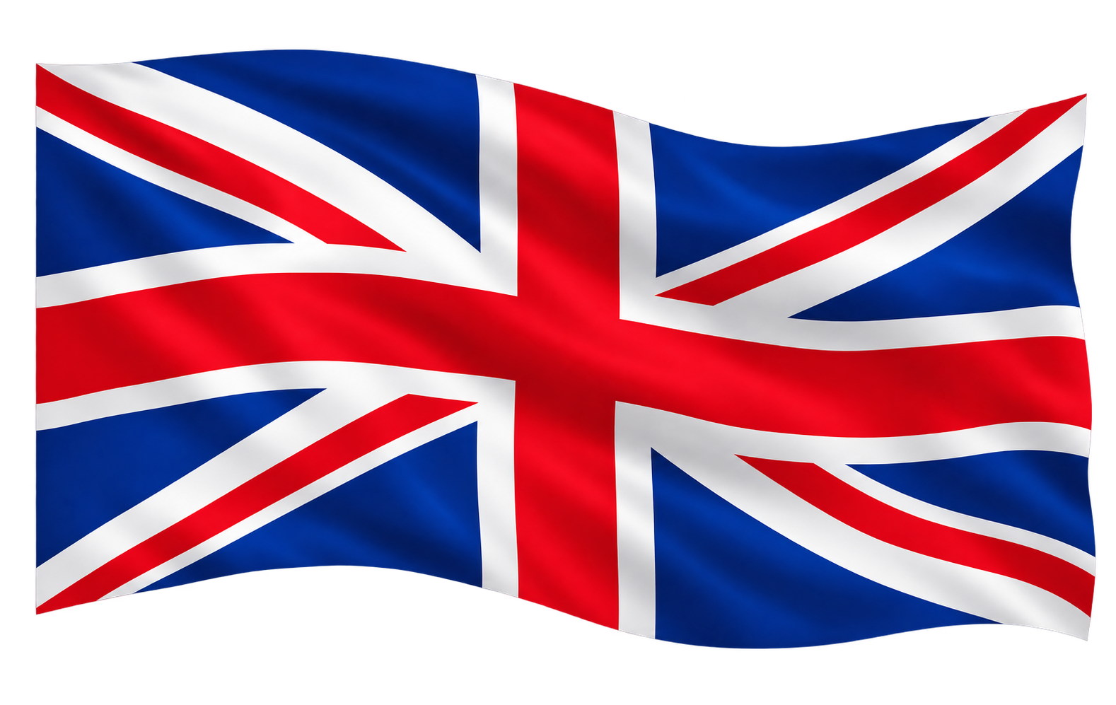 Bandiera britannica ondulata su trasparenza